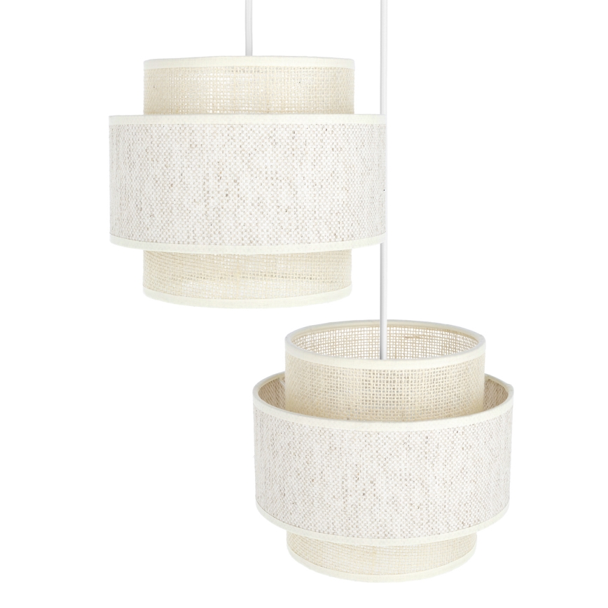 Taklampa med sladd BOHO 2xE27/60W/230V krämvit/jute