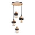 Taklampa med sladd LARSO 4xE27/15W/230V svart/beige
