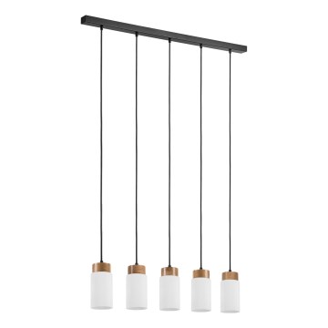 Taklampa med sladd MARKUS 5xE27/15W/230V svart/ek