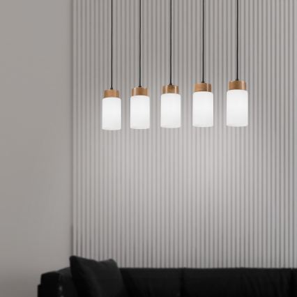 Taklampa med sladd MARKUS 5xE27/15W/230V svart/ek