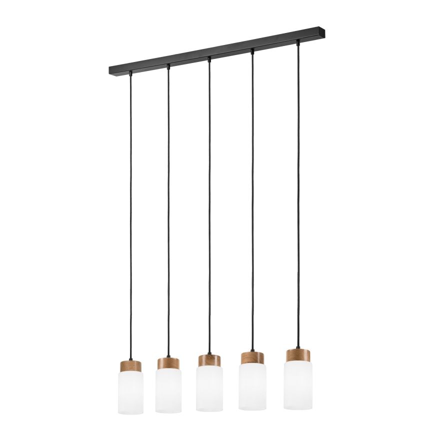 Taklampa med sladd MARKUS 5xE27/15W/230V svart/ek
