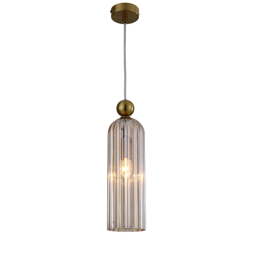 Taklampa med sladd PIEGA 1xE14/40W/230V mässing/rökbeige