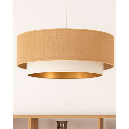 Taklampa med sladd SARTA 1xE27/60W/230V Ø 45 cm vit/jute