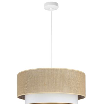 Taklampa med sladd SARTA 1xE27/60W/230V Ø 45 cm vit/jute