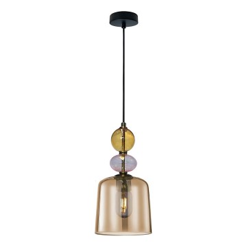 Taklampa med sladd TROPEA 1xE27/15W/230V svart/rökbeige/rosa