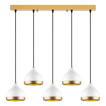 Taklampa med sladd YILDO 5xE27/40W/230V vit/guld