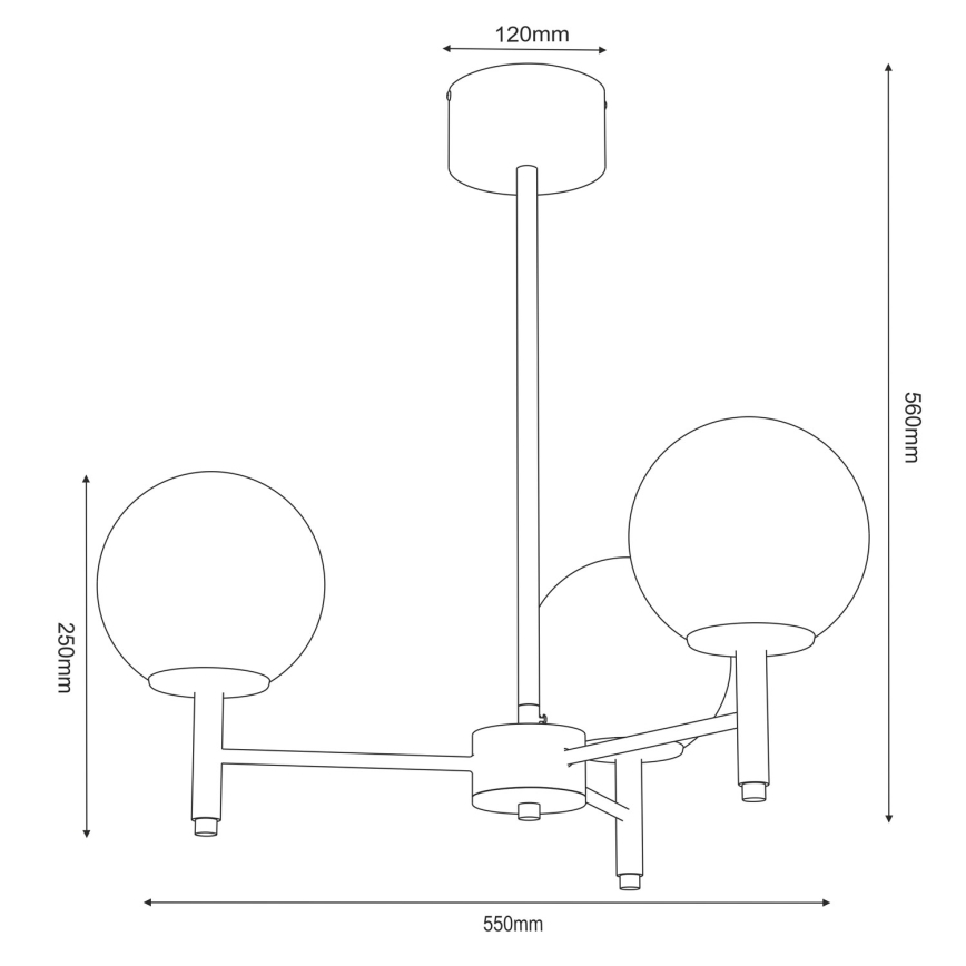 Taklampa med stång AWINION 3xE27/15W/230V