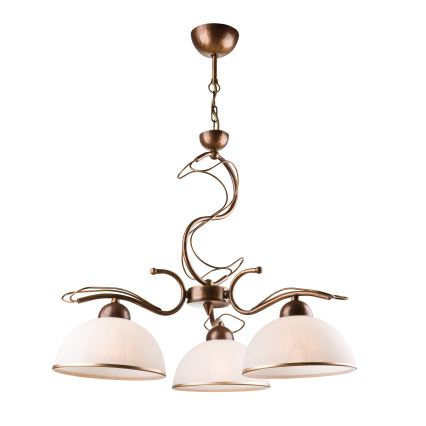Taklampa med stång COBRA 3xE27/60W/230V brons/patina