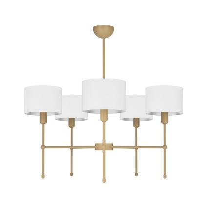 Taklampa med stång MADELA 5xE14/40W/230V vit/beige