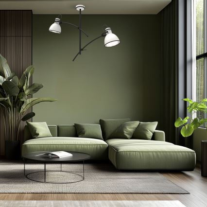 Taklampa med stång ZUMBA 2xE27/60W/230V vit/svart