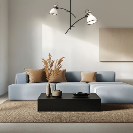 Taklampa med stång ZUMBA 2xE27/60W/230V vit/svart