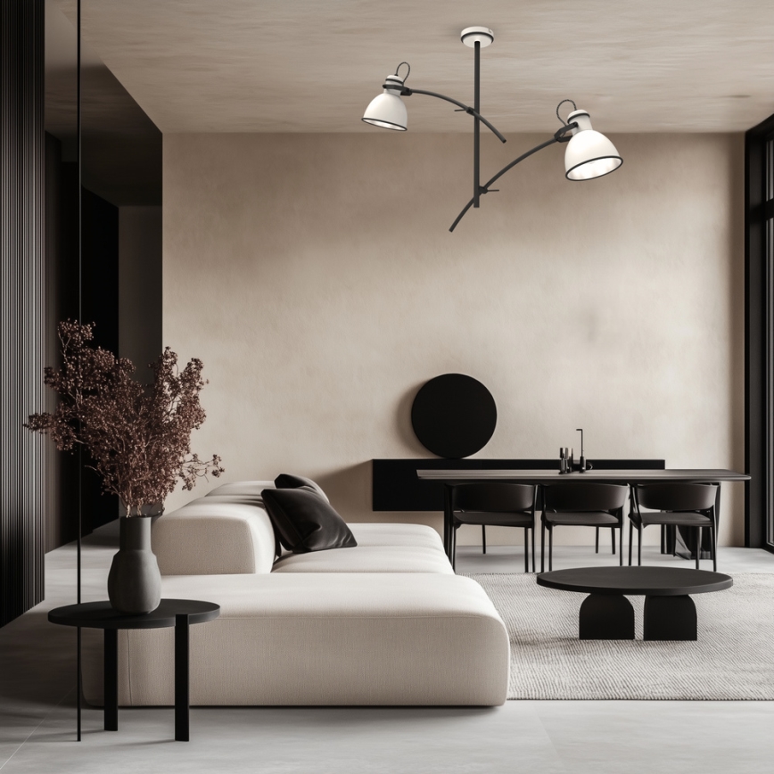 Taklampa med stång ZUMBA 2xE27/60W/230V vit/svart