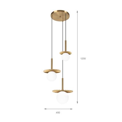Taklampa med vajer CHITA 3xG9/5W/230V guldfärgad