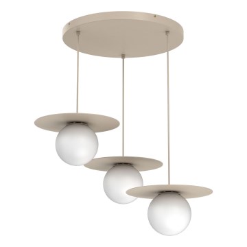 Taklampa med vajer FLAT 3xE27/15W/230V beige