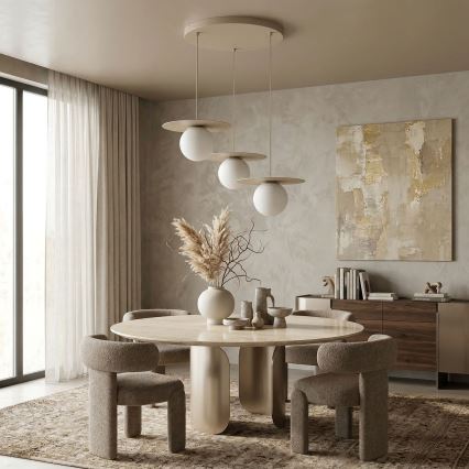 Taklampa med vajer FLAT 3xE27/15W/230V beige