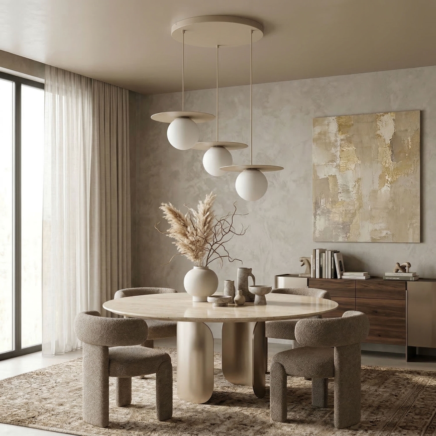 Taklampa med vajer FLAT 3xE27/15W/230V beige