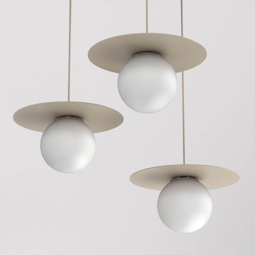 Taklampa med vajer FLAT 3xE27/15W/230V beige