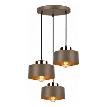 Taklampa med vajer IGNIA 3xE27/60W/230V brun/guld