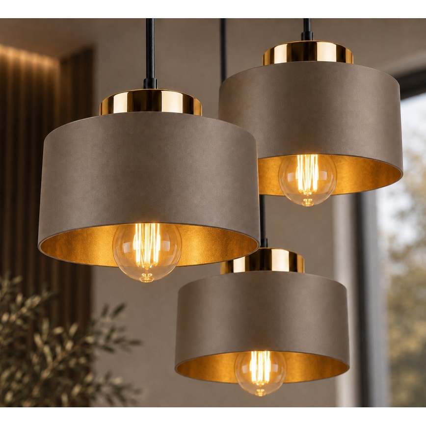 Taklampa med vajer IGNIA 3xE27/60W/230V brun/guld