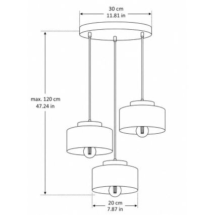 Taklampa med vajer IGNIA 3xE27/60W/230V brun/guld