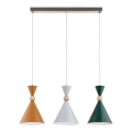Taklampa med vajer KANDY 3xE27/15W/230V flerfärgad