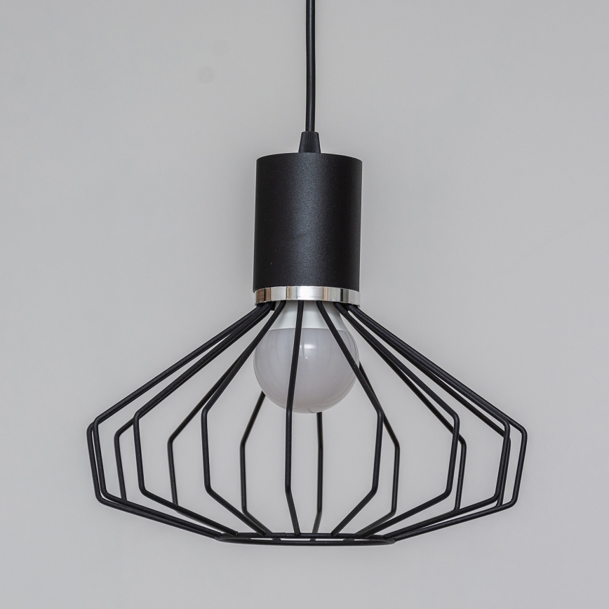 Taklampa med vajer SOLANO 3xE27/15W/230V svart/blank krom