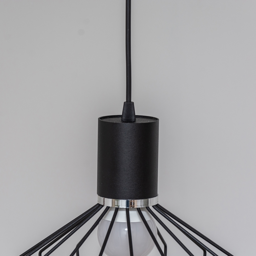 Taklampa med vajer SOLANO 3xE27/15W/230V svart/blank krom