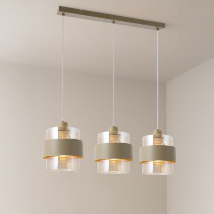 Taklampa med vajer VALENTINO 3xE27/15W/230V beige/klar