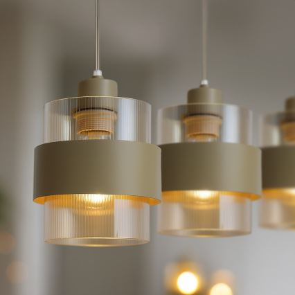 Taklampa med vajer VALENTINO 3xE27/15W/230V beige/klar