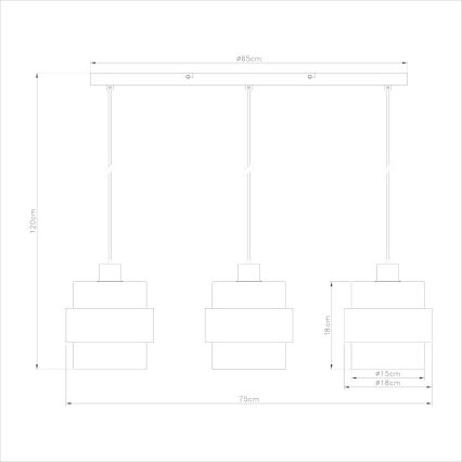 Taklampa med vajer VALENTINO 3xE27/15W/230V beige/klar