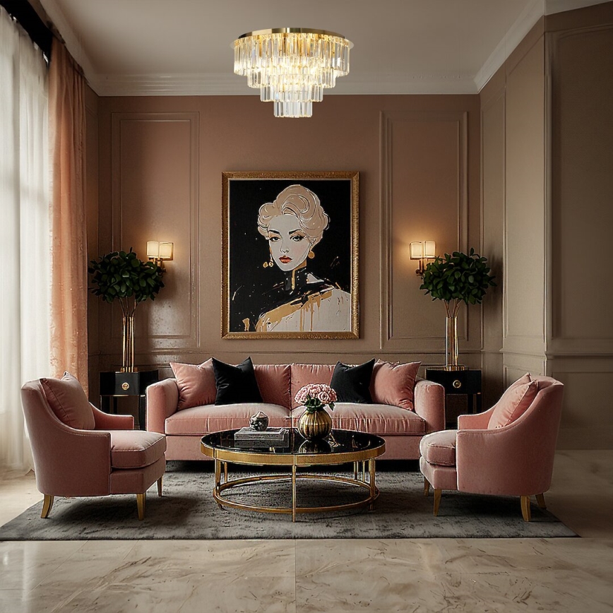 Taklampa MILANO 9xE14/40W/230V guld