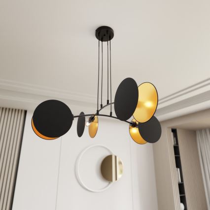 Taklampa MOTIF på vajer 4xE27/15W/230V, svart