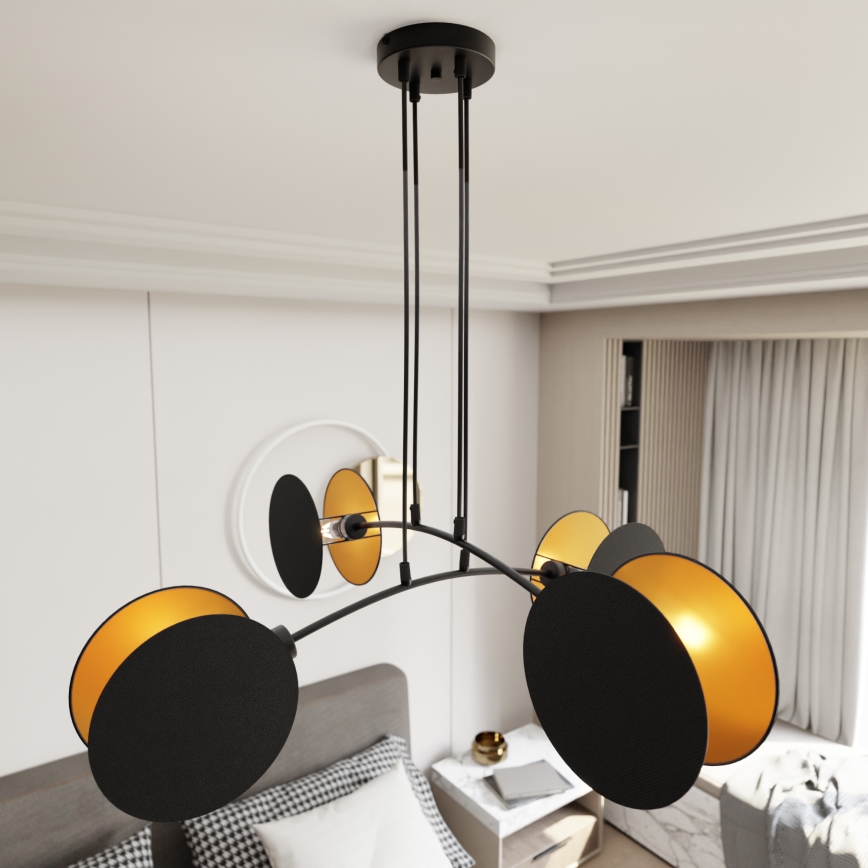 Taklampa MOTIF på vajer 4xE27/15W/230V, svart