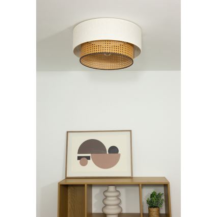 Taklampa NATIA 1x E27, 60 W, 230 V, Ø 45 cm, vit/brun