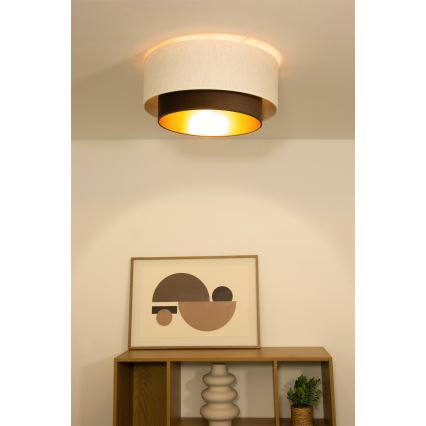 Taklampa NATIA 1xE27/60W/230V Ø 45 cm vit/brun