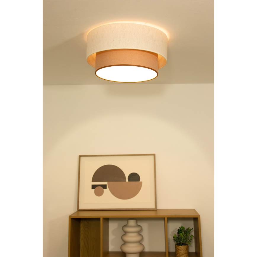 Taklampa NATIA 1xE27/60W/230V Ø 45 cm vit/brun