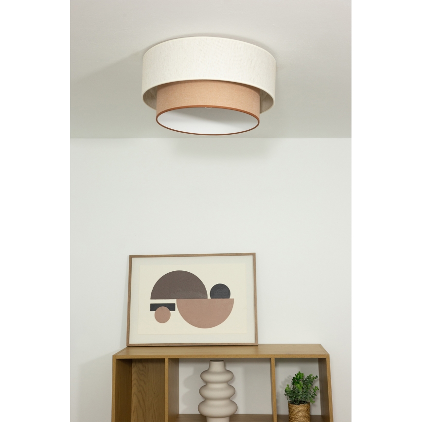 Taklampa NATIA 1xE27/60W/230V Ø 45 cm vit/brun