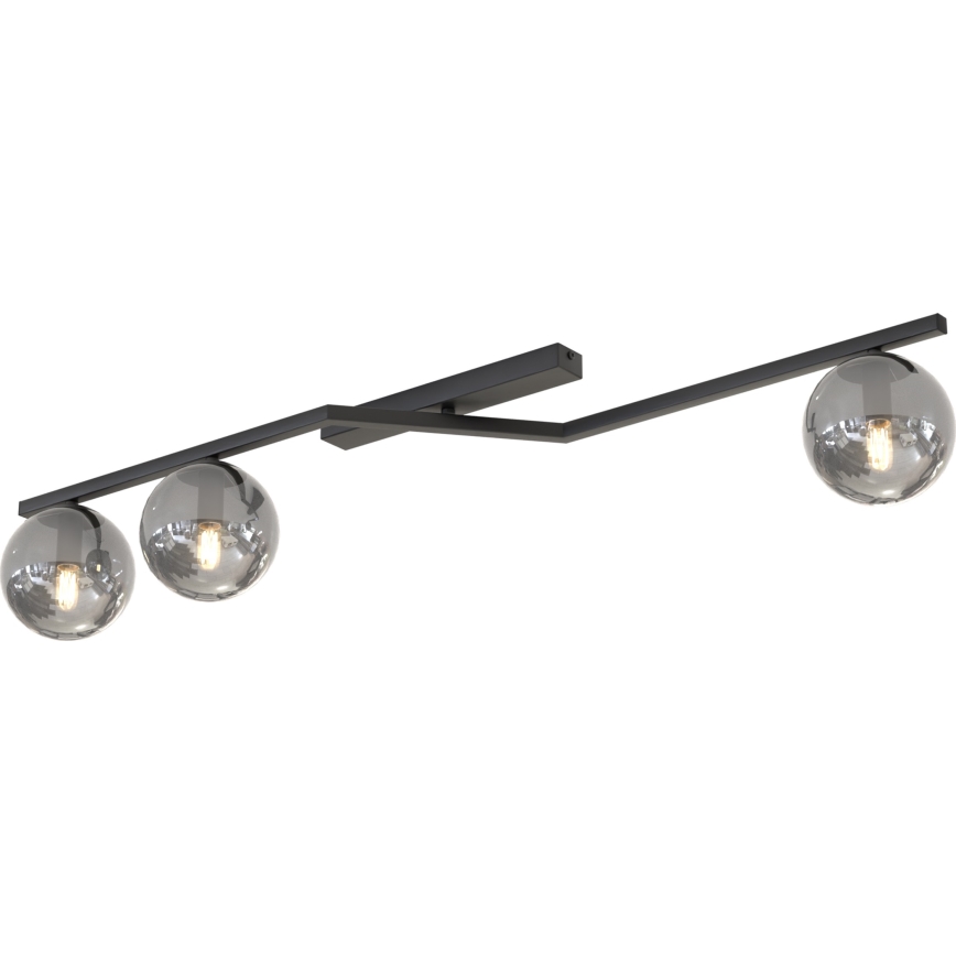 Taklampa NATON 3xE14/10W/230V svart/rökfärgad