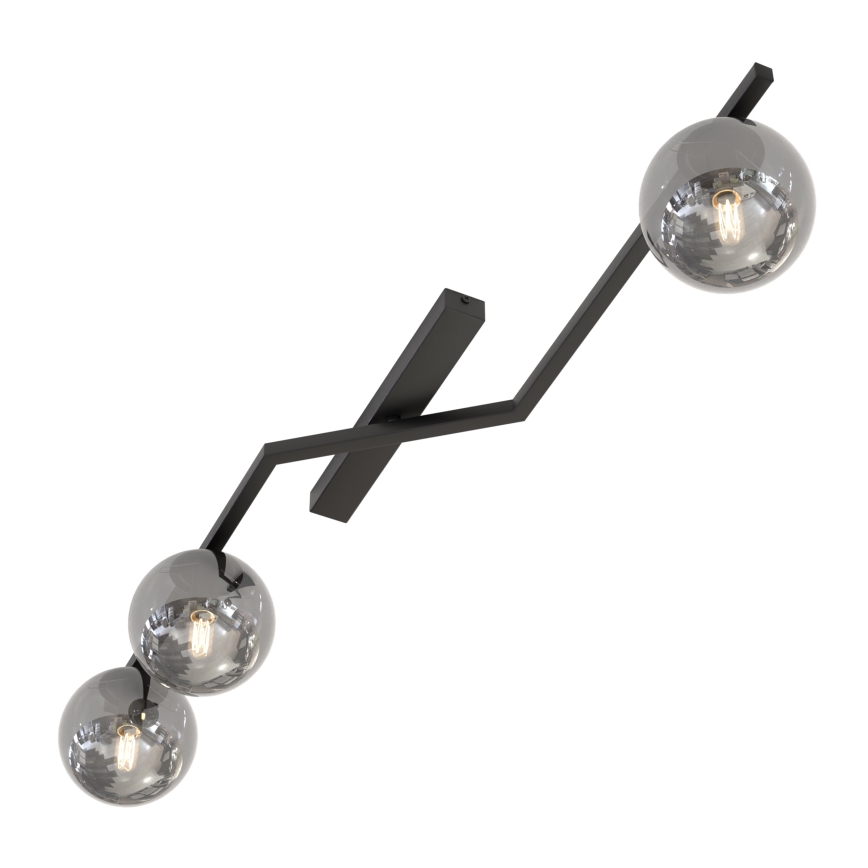 Taklampa NATON 3xE14/10W/230V svart/rökfärgad