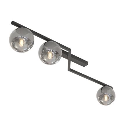 Taklampa NATON 3xE14/10W/230V svart/rökfärgad