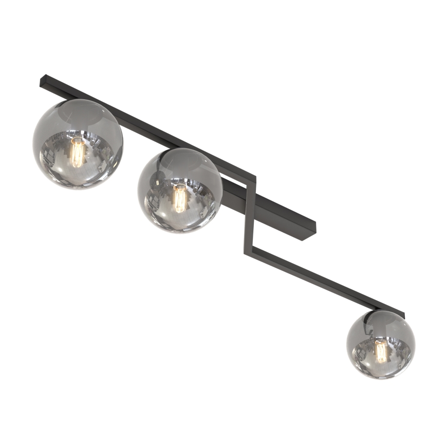 Taklampa NATON 3xE14/10W/230V svart/rökfärgad