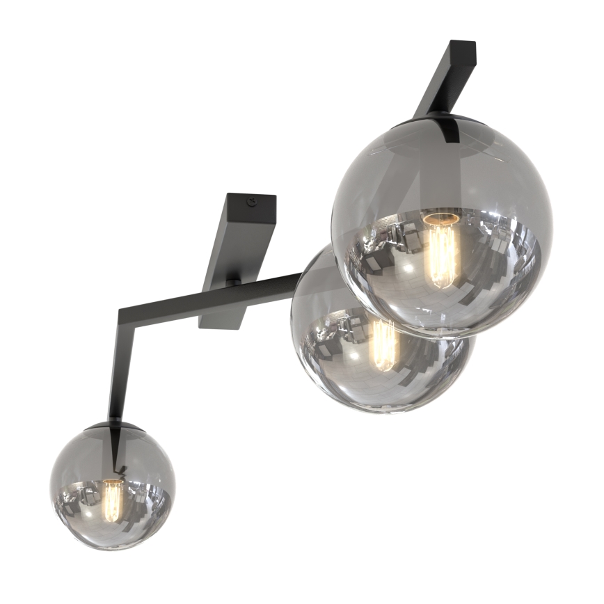 Taklampa NATON 3xE14/10W/230V svart/rökfärgad