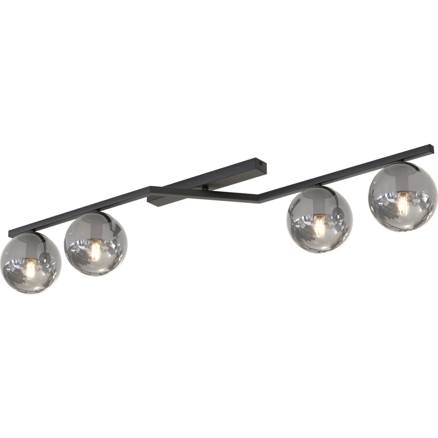 Taklampa NATON 4xE14/10W/230V svart/rökfärgad