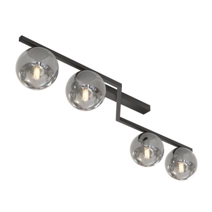 Taklampa NATON 4xE14/10W/230V svart/rökfärgad