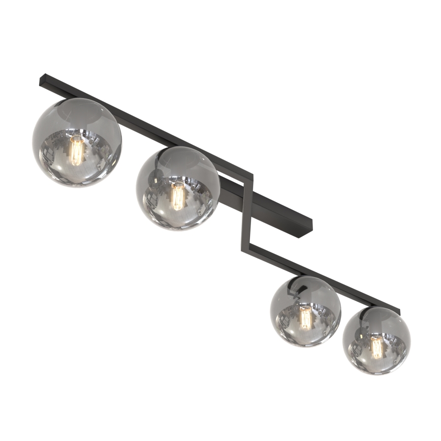 Taklampa NATON 4xE14/10W/230V svart/rökfärgad