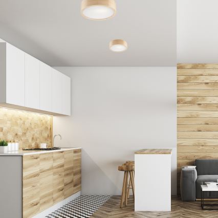 Taklampa NATURAL 1xE27/60W/230V Ø 27,5 cm, furu