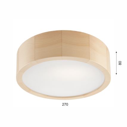 Taklampa NATURAL 1xE27/60W/230V Ø 27,5 cm, furu