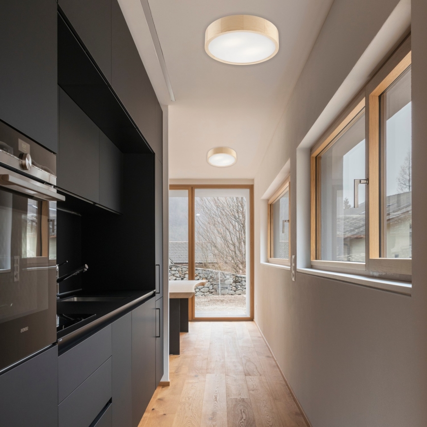 Taklampa NATURAL 2xE27/60W/230V Ø 37 cm tallträ