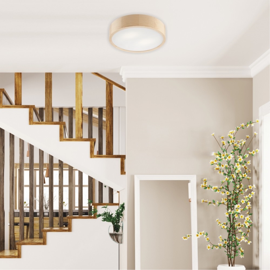 Taklampa NATURAL 2xE27/60W/230V Ø 37 cm tallträ