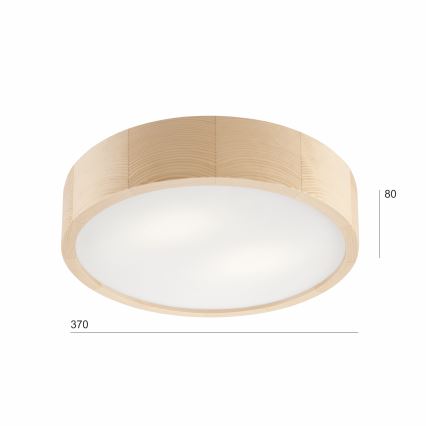 Taklampa NATURAL 2xE27/60W/230V Ø 37 cm tallträ